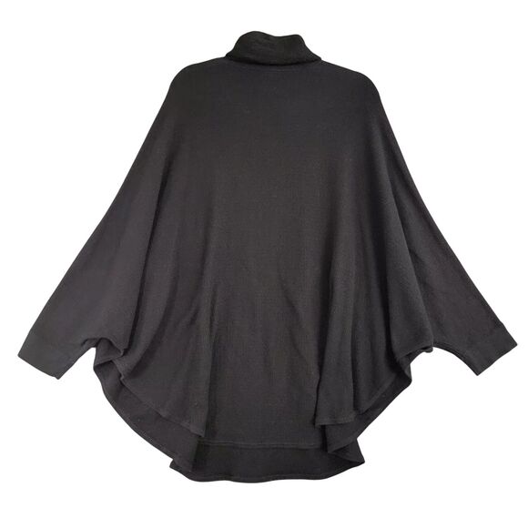 PURE JILL Black Waffle Thermal Dolman Turtleneck Top Lagenlook M/L MEDIUM LARGE - Picture 2 of 8